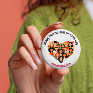 女国際的の日 IWD 3月8日 ハート 缶バッジ