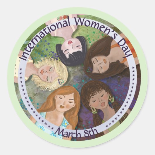 女国際的子の日数々の民族ポートレート ラウンドシール (正面)