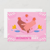 女国際的子の日8月ピンクかわいい ポストカード (正面/裏面)