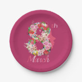 女国際的性の日happy women's day 8 2025 ペーパープレート (正面)