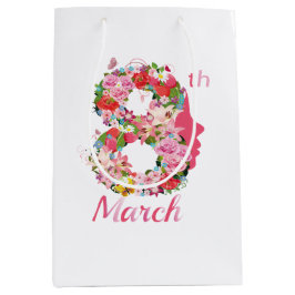 女国際的性の日happy women's day 8 2025 ミディアムペーパーバッグ