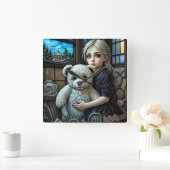 女失ったの子 スクエア壁時計 (ホーム)