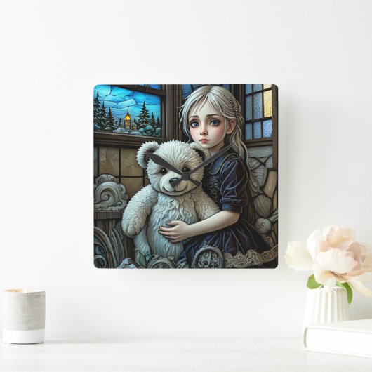 女失ったの子 スクエア壁時計 (ホーム)