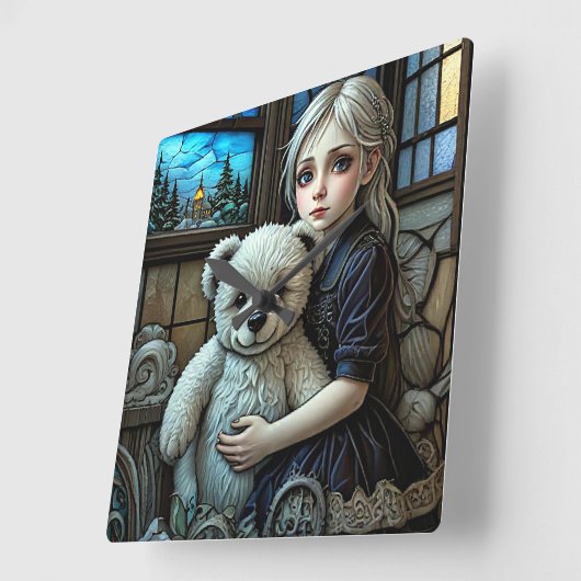 女失ったの子 スクエア壁時計 (傾斜)