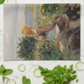 女失ったの考え子(H.A. Brendekilde) キッチンタオル (折り畳み)