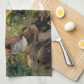 女失ったの考え子(H.A. Brendekilde) キッチンタオル (四つ折り)