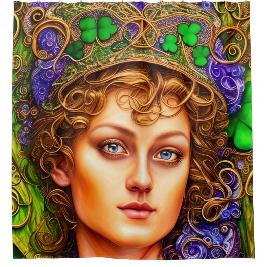 女威厳のある性セントパトリックの日のアートワーク シャワーカーテン (正面)