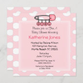 女子おむつピンシャワー招待状 招待状 (正面/裏面)