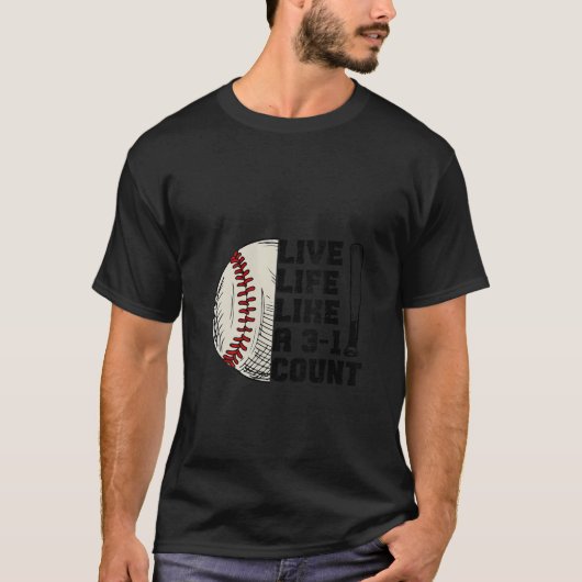 女子おもしろいは3 1 Count Baseball Sofのように生きる Tシャツ (正面)