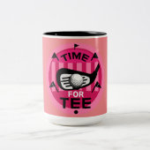 女子おもしろいゴルファープロのゴルフ狂信的スポーツ ツートーンマグカップ (中央)