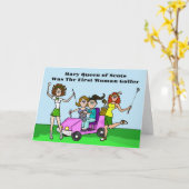 女子おもしろいゴルフ月間グリーティングカード カード (黄色い花)