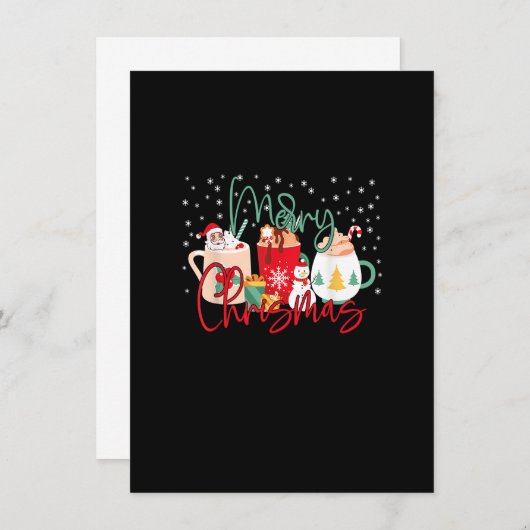 女子おもしろいスイーツ用クリスマスコーヒー冬Cof 招待状 (正面/裏面)