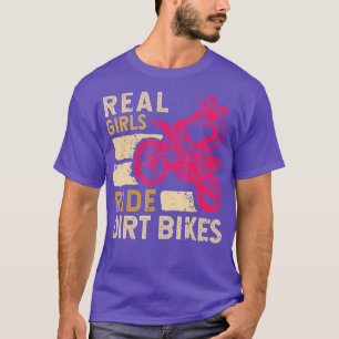 女子おもしろいスポーツ用ガールダートバイクアート Tシャツ