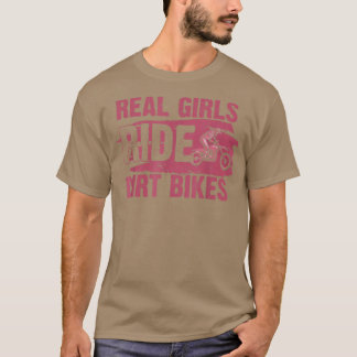女子おもしろいスポーツ用ガールダートバイクアート Tシャツ