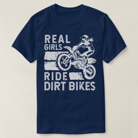 女子おもしろいスポーツ用ガールダートバイクアート Tシャツ (デザイン正面)