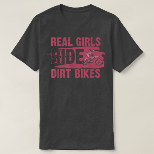 女子おもしろいスポーツ用ガールダートバイクアート Tシャツ (デザイン正面)