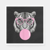 女子おもしろいタイガーグラス&ピンクバブルガムAnim スタンダードランチョンナプキン (正面)