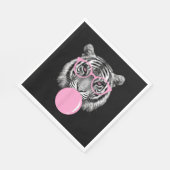 女子おもしろいタイガーグラス&ピンクバブルガムAnim スタンダードランチョンナプキン (角)