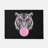 女子おもしろいタイガーグラス&ピンクバブルガムAnim ドアマット (正面)