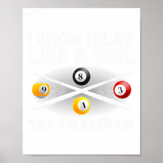 女子おもしろいプールデザインビリヤードP ポスター