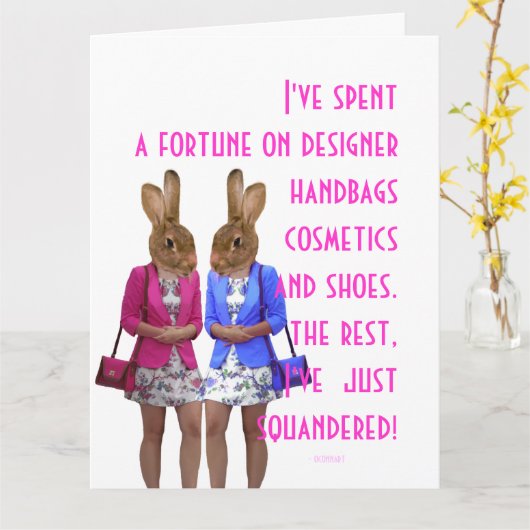 女子おもしろいユーモアのあるユーモアショッピング引用文 カード (黄色い花)