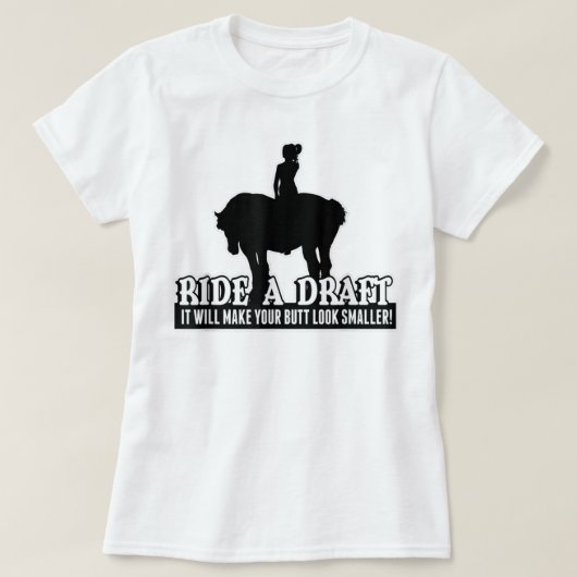 女子おもしろい乗り荷車を引くには馬のTシャツに乗る Tシャツ (デザイン正面)