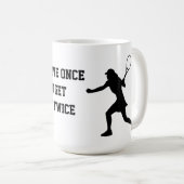 女子おもしろい選手のシルエット付きテニスマグ コーヒーマグカップ (正面右)