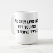 女子おもしろい選手のシルエット付きテニスマグ コーヒーマグカップ (正面左)