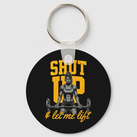 女子おもしろい重量挙げボディビル筋肉Sa キーホルダー (正面)
