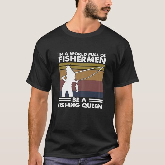 女子おもしろい魚釣りS女子魚釣り女子Fis Tシャツ (正面)