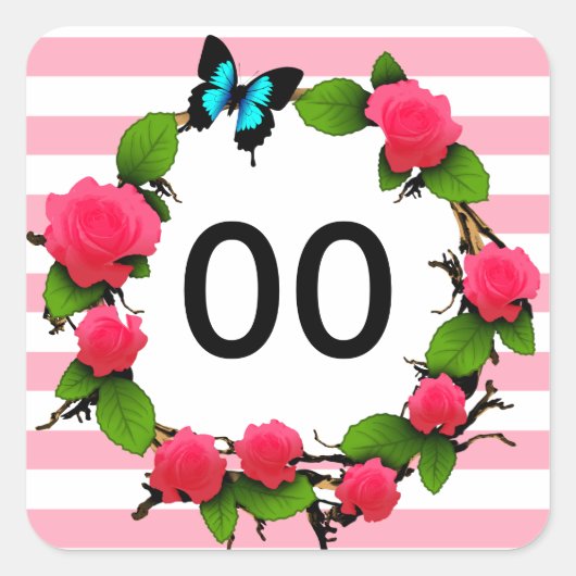 女子お洒落バラ18日21日30日40日 スクエアシール (正面)