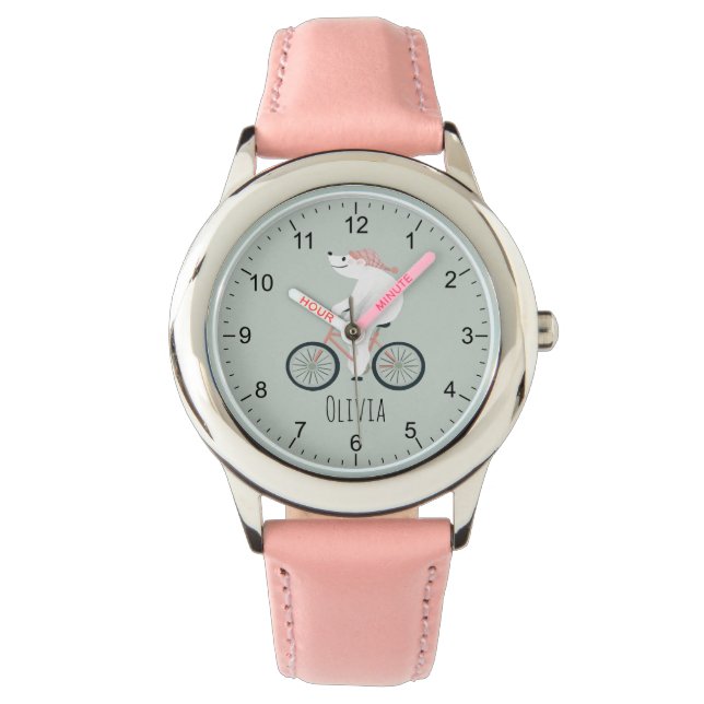 女子かわいいお洒落冬の極熊バイク 腕時計 (正面)