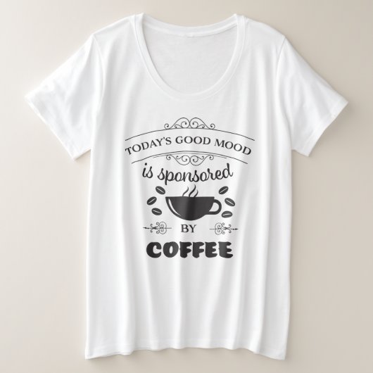 女子かわいいコーヒーTシャツ プラスサイズTシャツ (デザイン正面)