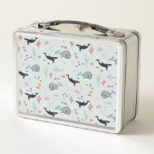 女子かわいい海シーホエールキッズスクール メタルランチボックス (裏面)