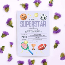 女子かわいい紫のスポーツスーパースター赤ちゃんシャワー