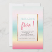 女子かわいらしグラデーション誕生日招待状 招待状 (正面)