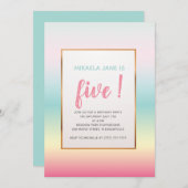 女子かわいらしグラデーション誕生日招待状 招待状 (正面/裏面)