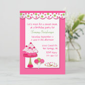 女子かわいらしスイーツ誕生日パーティー招待 招待状 (スタンド正面)