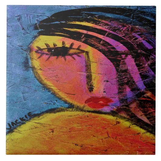 女子かわいらし抽象芸術絵画のOSBボード タイル (正面)