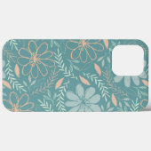 女子かわいらし春ピーチ&グリーンフローラルパターン Case-Mate iPhoneケース (裏面 (横))