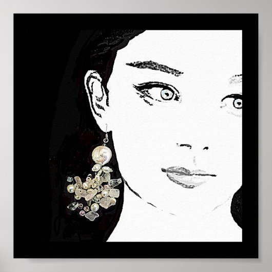 女子かわいらし顔ファッションイラストレーション素晴らしアート ポスター (正面)