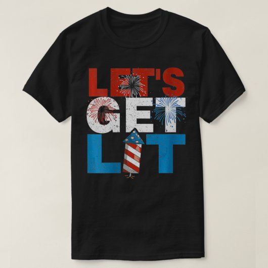 女子が7月Uの4日おもしろいに花火を上げよう Tシャツ (デザイン正面)