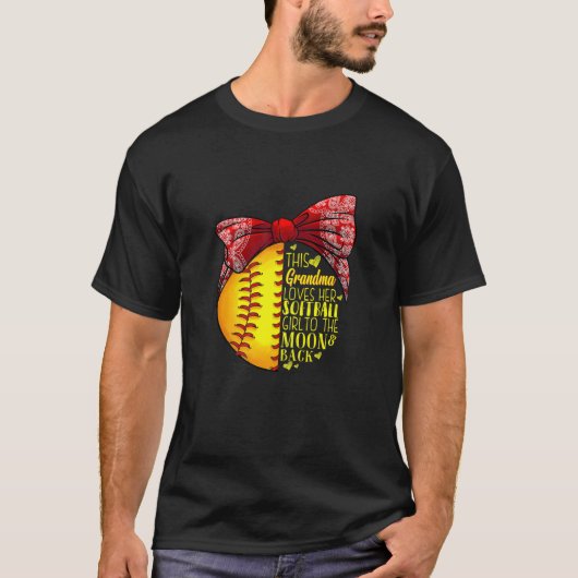 女子この祖母はソフトボールの少女ソフトバが大好き Tシャツ (正面)