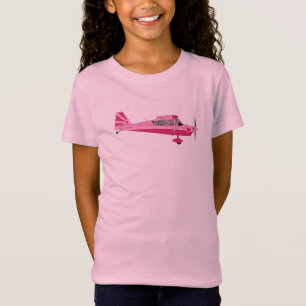 女子すごい用ピンクデサロン飛行機シャツ Tシャツ