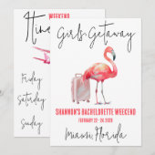 女子たちのお出かけ フラミンゴビーチ ハッピーエンドウィーク 招待状 (正面/裏面)