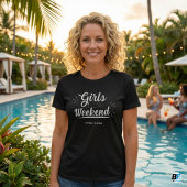 女子たちの週末旅行用Tシャツ カスタムロケーション 日付 Tシャツ