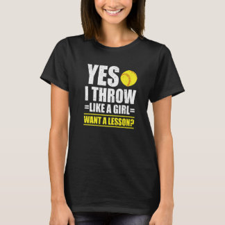女子のような投げ方をするの?レッスンを受けてみませんか ソフトボール Pla Tシャツ