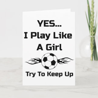 女子のようにプレーしてるよ 燃えるサッカー ビール Tシャツ カード