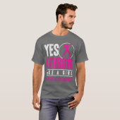 女子のように投げる Yes Ihrow Lika A Girl Shot Putterrack フィ Tシャツ (正面フル)