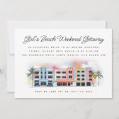 女子のビーチウィークエンド誕生日バチェロレッテ 招待状 (正面)